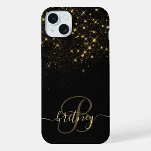 Glam Goud Glitter Diamant Glans Elegant Monogram iPhone 15 Plus Case