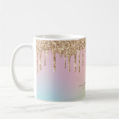 Glam Goud Glitter Druppels Elegant Monogram Koffiemok (Links)
