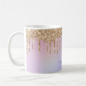 Glam Goud Glitter Druppels Elegant Monogram  Koffiemok (Links)