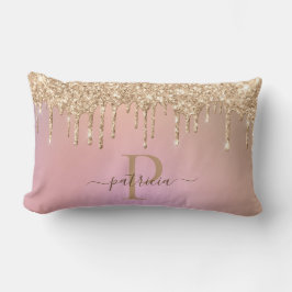 Glam Goud Glitter Druppels Elegant Monogram  Lende Kussen