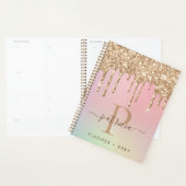 Glam Goud Glitter Druppels Elegant Monogram Planner (Display)