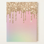Glam Goud Glitter Druppels Elegant Monogram Planner (Achterkant)