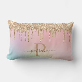 Glam Goud Glitter Druppels Elegante Monogram Kussen