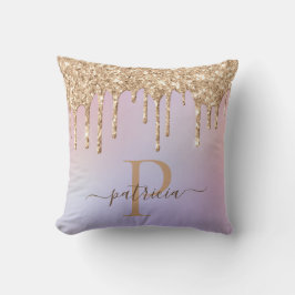Glam Goud Glitter Druppels Elegante Monogram  Worp Kussen