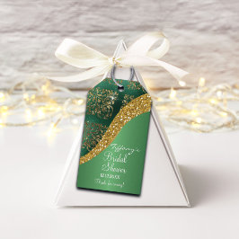 Glam Goud Glitter Groen Metaal Bruids- Cadeaulabel