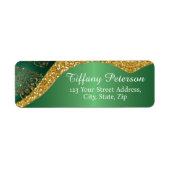 Glam Goud Glitter Groen Metaal Retouradres Etiket (Voorkant)