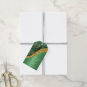 Glam Goud Glitter Groen Metallic Bruids Cadeaulabel (Met Touw)