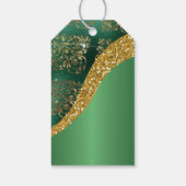 Glam Goud Glitter Groen Metallic Bruids Cadeaulabel (Achterkant)