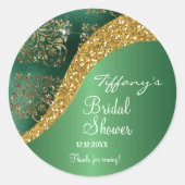 Glam Goud Glitter Groen Metallic Bruids- Ronde Sticker (Voorkant)