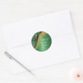 Glam Goud Glitter Groen Metallic Bruids- Ronde Sticker (Envelop)
