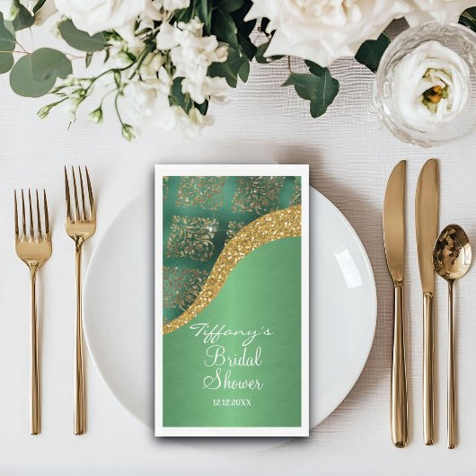 Glam Goud Glitter Groen Metallic Bruids- Servet
