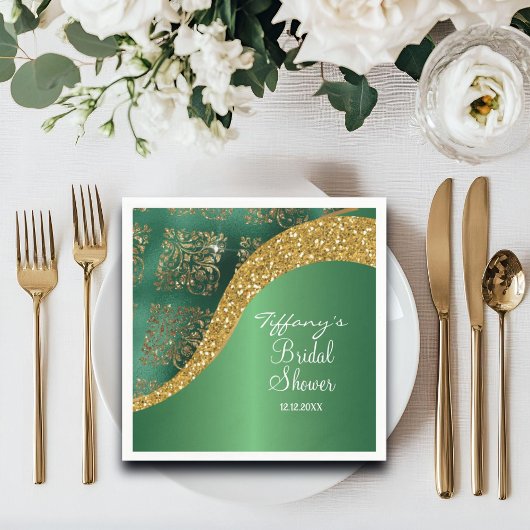 Glam Goud Glitter Groen Metallic Bruids- Servet