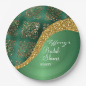 Glam Goud Glitter Groen Metallic Bruiloft Papieren Bordje (Voorkant)
