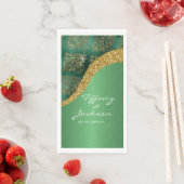 Glam Goud Glitter Groen Metallic Bruiloft Servet (Insitu)
