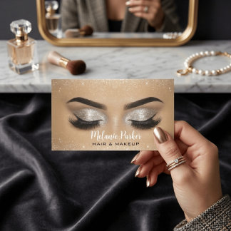 Glam Goud Glitter Haar- en Make-up Artiest  Visitekaartje