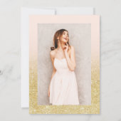 Glam goud glitter ombre chique script roze Dertien Kaart (Achterkant)