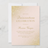Glam goud glitter script blush roze Quinceanera Kaart (Voorkant)