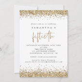Glam Goud Glitter Vijftigste Feest Wit Kaart (Voorkant)