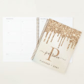 Glam Goud Glitterdruppels Elegante Monogram Planne Planner (Display)