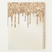 Glam Goud Glitterdruppels Elegante Monogram Planne Planner (Achterkant)