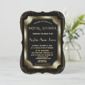 Glam Goud Great Gatsby Art Deco 20s Bruiloftsfeest Kaart (Staand voorkant)