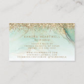 Glam Goud Groen Marmer Glitter Script Visitekaartje (Achterkant)