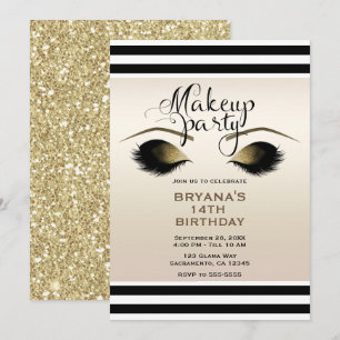 Glam Goud Make-up Wimpers Schoonheid Aangepast Fee Kaart