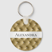 Glam Goud namaak fluweel luxe naam Sleutelhanger (Voorkant)