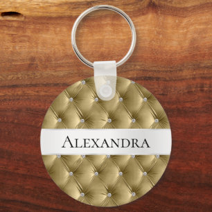 Glam Goud namaak fluweel luxe naam Sleutelhanger
