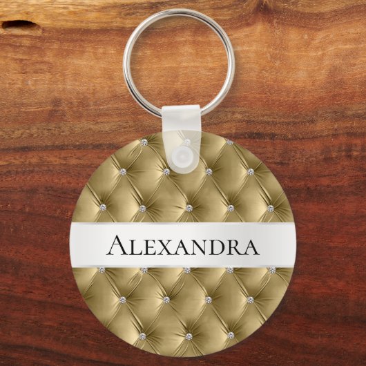 Glam Goud namaak fluweel luxe naam Sleutelhanger (Voorkant)