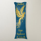 Glam Goud Phoenix Zilver Glitters Monogram Blauw | Lichaamskussen (Voorkant Verticaal)