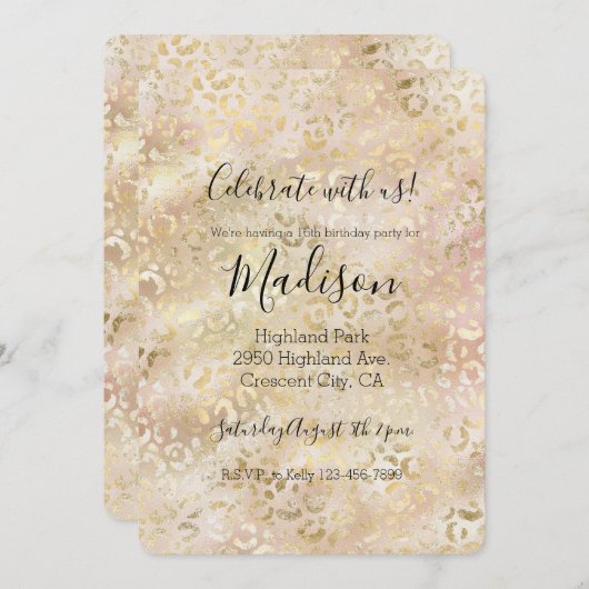 Glam Goud Roze Blush Roze Luipaardprint Kaart (Voorkant / Achterkant)