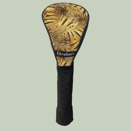 Glam Goud Tropische Bladeren Persoonlijk Golfheadcover