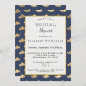 Glam Goud Vis Navy Blauwe Bruiloft Feest Kaart (Voorkant / Achterkant)