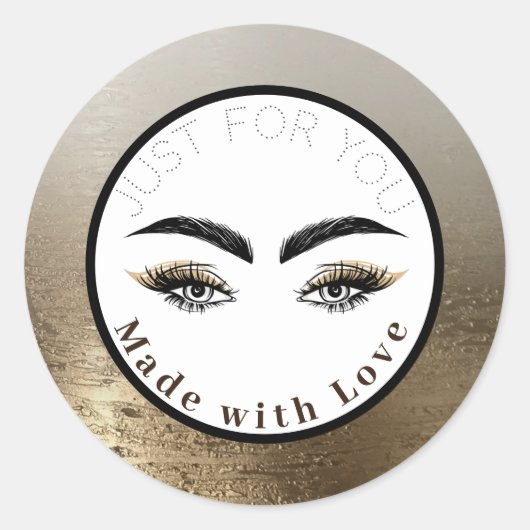 Glam Goud Wimpers Make-up Ogen Ronde Sticker (Voorkant)