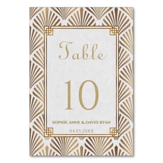 Glam Goud Wit Art Deco Roaring 20s Bruiloft Kaart (Achterkant)