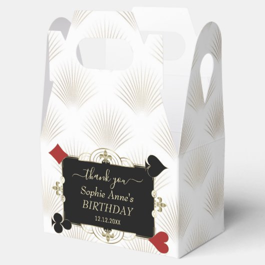Glam Goud Wit Zwart Art Deco Verjaardag Bedankdoosjes (Geopend)