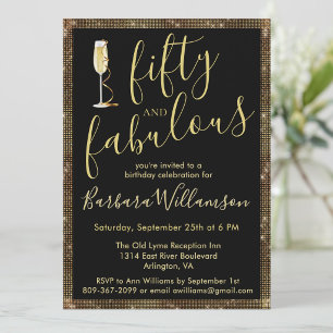 Glam Goud Zwart 50 & Fabulous 50ste verjaardag  Kaart