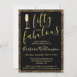 Glam Goud Zwart 50 & Fabulous 50ste verjaardag  Kaart