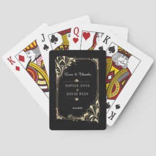 Glam Goud Zwart Art Deco Casino Las Vegas Huwelijk Pokerkaarten