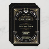 Glam Goud Zwart Great Gatsby Art Deco 50 Verjaarda Kaart (Voorkant / Achterkant)