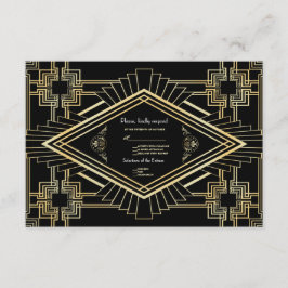 Glam Goud Zwart Great Gatsby Huwelijks RSVP