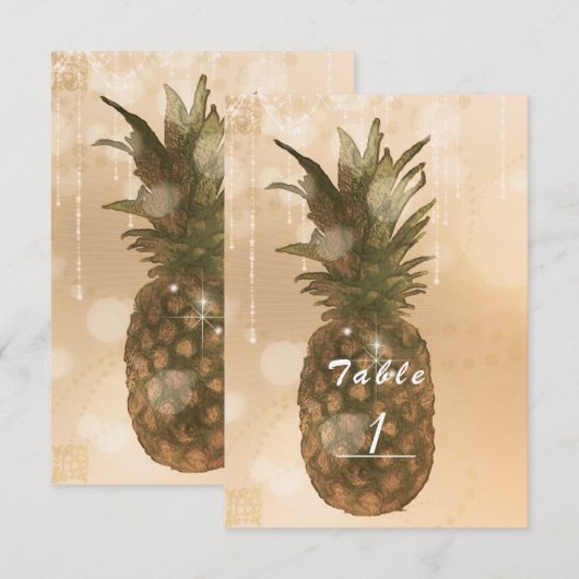 Glam Gouden Ananas Elegant Feest Tafelnummer (Voorkant / Achterkant)