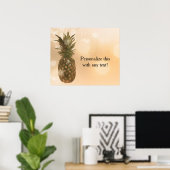 Glam Gouden Ananas Elegante Feestbanner Kunst Poster (Thuiskantoor)
