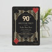 Glam Gouden Art Deco Casino Poker 90ste Verjaardag Kaart (Staand voorkant)