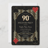 Glam Gouden Art Deco Casino Poker 90ste Verjaardag Kaart (Voorkant)