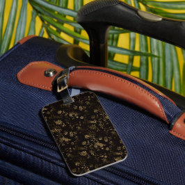 Glam gouden bladeren patroon bruin bagagelabel