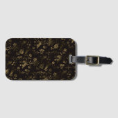 Glam gouden bladeren patroon bruin bagagelabel (Voorkant (horizontaal))