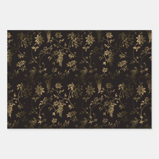 Glam gouden bladeren patroon bruin inpakpapier vel (Voorkant 2)