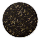 Glam gouden bladeren patroon bruin keramische knop (Voorkant)